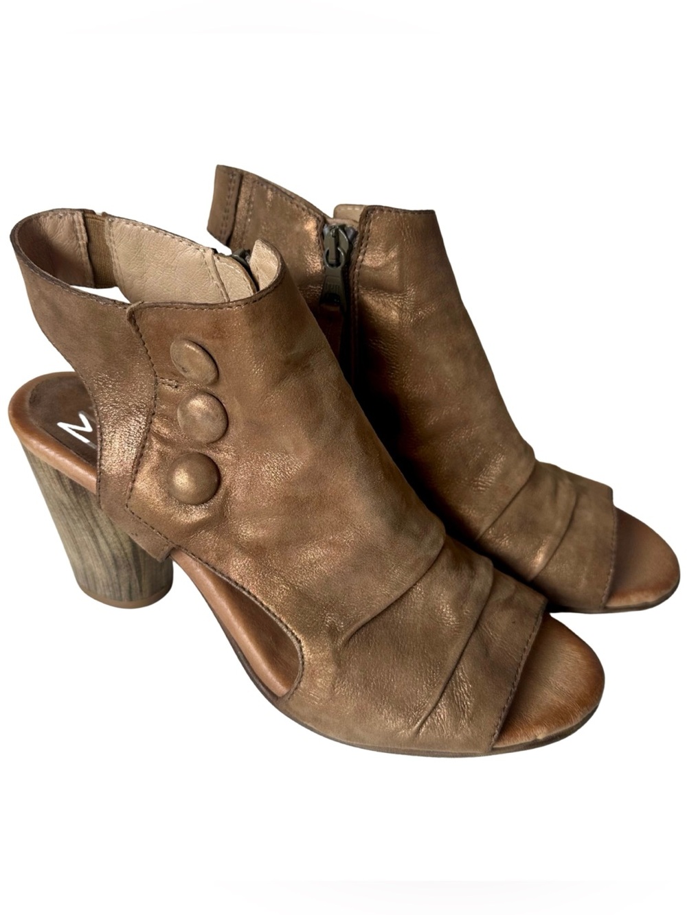 Miz Mooz Brown Open-Toe Block Heel Sandals